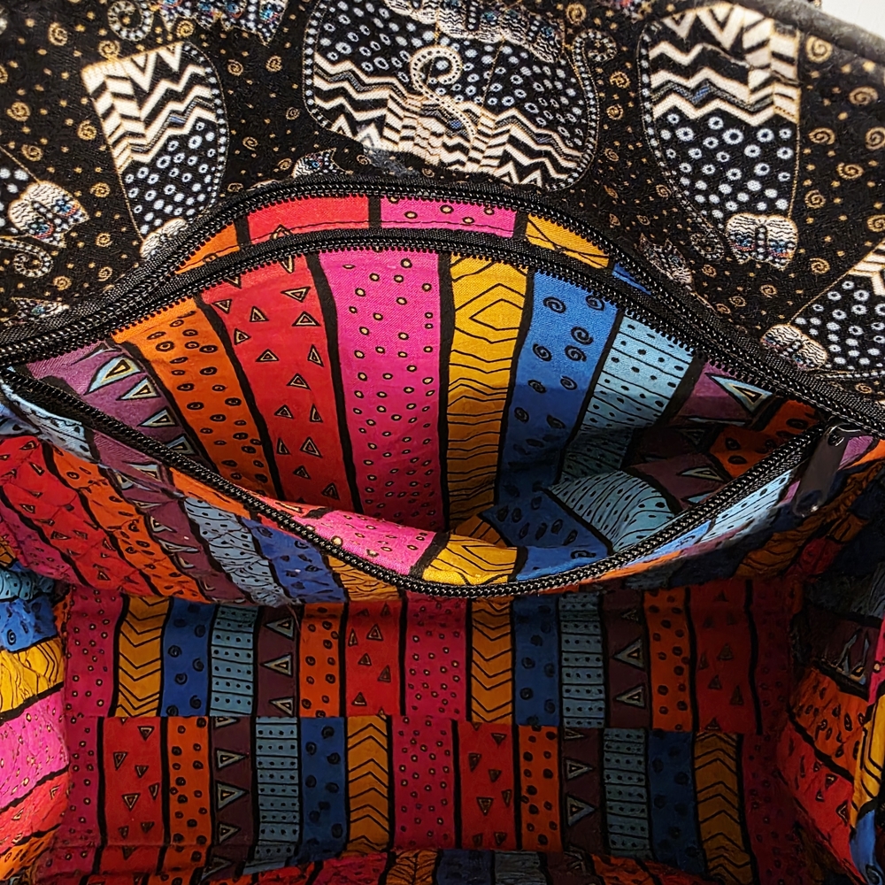 Laurel Burch Quilted Cat Print Large Tote Bag - Picture 9 of 14
